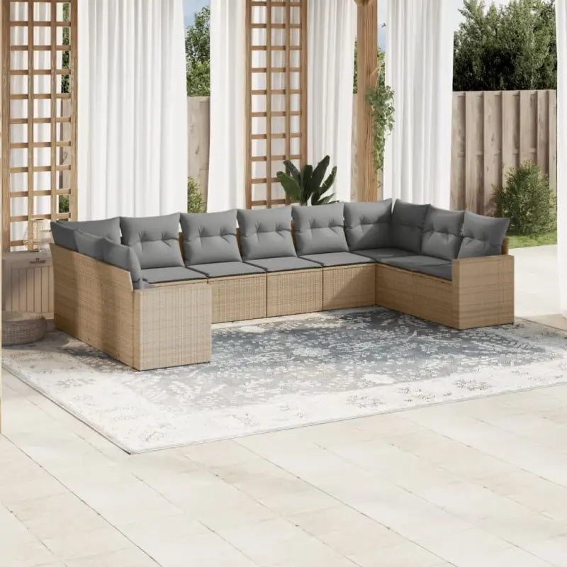 Loungebank van gepoedercoat staal met beige materiaal voor tuin en terras - Tuinsets