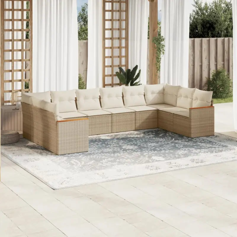 Loungebank van gepoedercoat staal voor terras met zwart materiaal - Beige / Zonder tafel - Tuinsets