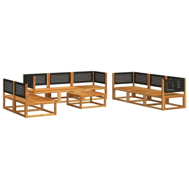 Loungebank van massief acaciahout met kleur per rattan en comfortabele rugkussens - Tuinsets