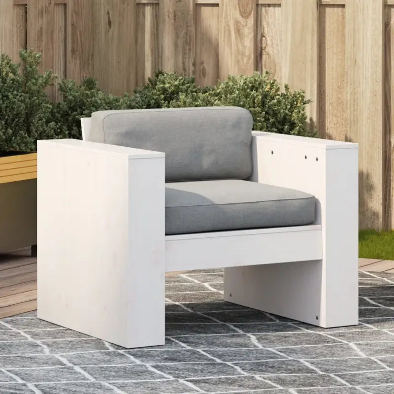 Loungebank van massief grenenhout voor tuin en terras - Wit / 79 x 60 x 62 cm / 1 - Loungebanken