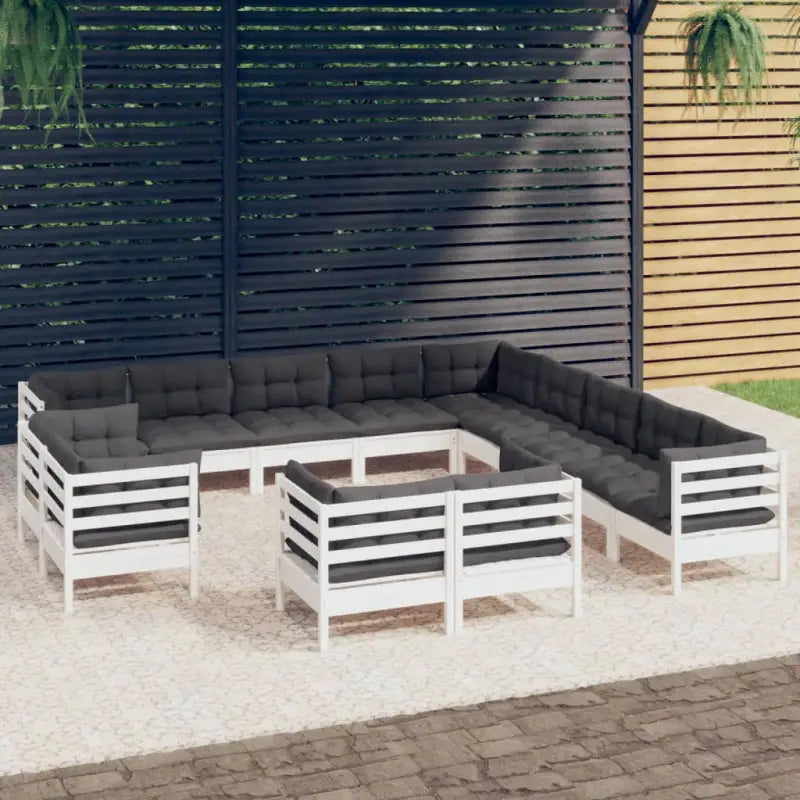 Loungebank van massief grenenhout voor tuin en terras - Wit - Tuinsets