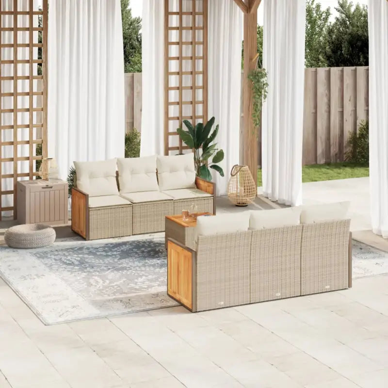 Loungebank van poly rattan en gepoedercoat staal voor buiten - beige en crèmekleurig - Tuinsets