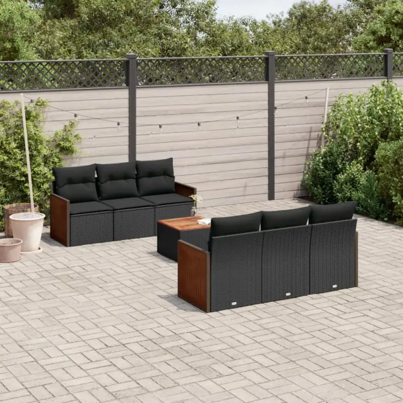 Loungebank van poly rattan en gepoedercoat staal voor buiten - Zwart - Tuinsets