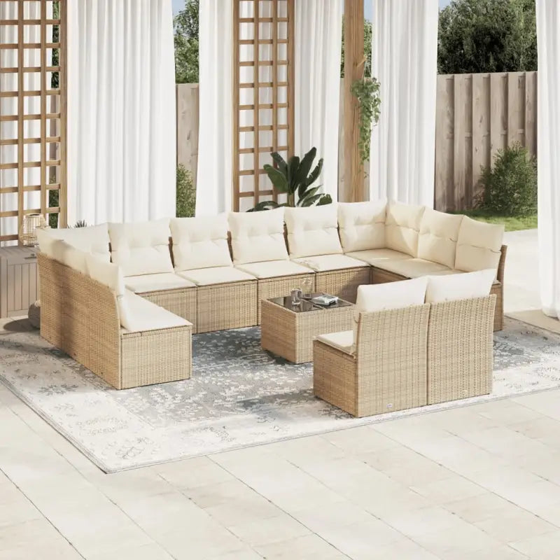 Loungebank van poly rattan met beige materiaal en gepoedercoat staal - Tuinsets