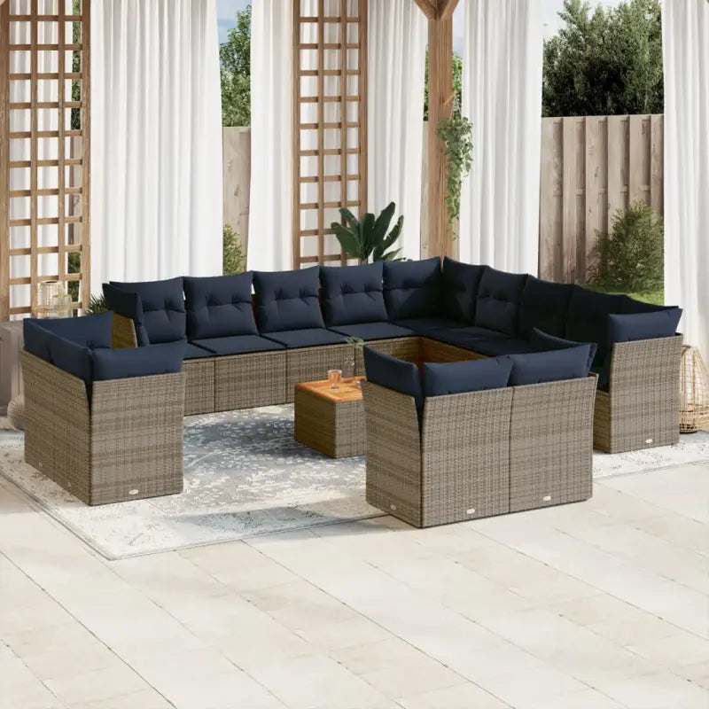 Loungebank van poly rattan met gepoedercoat staal afmetingen voor tuin en terras - Grijs - Tuinsets