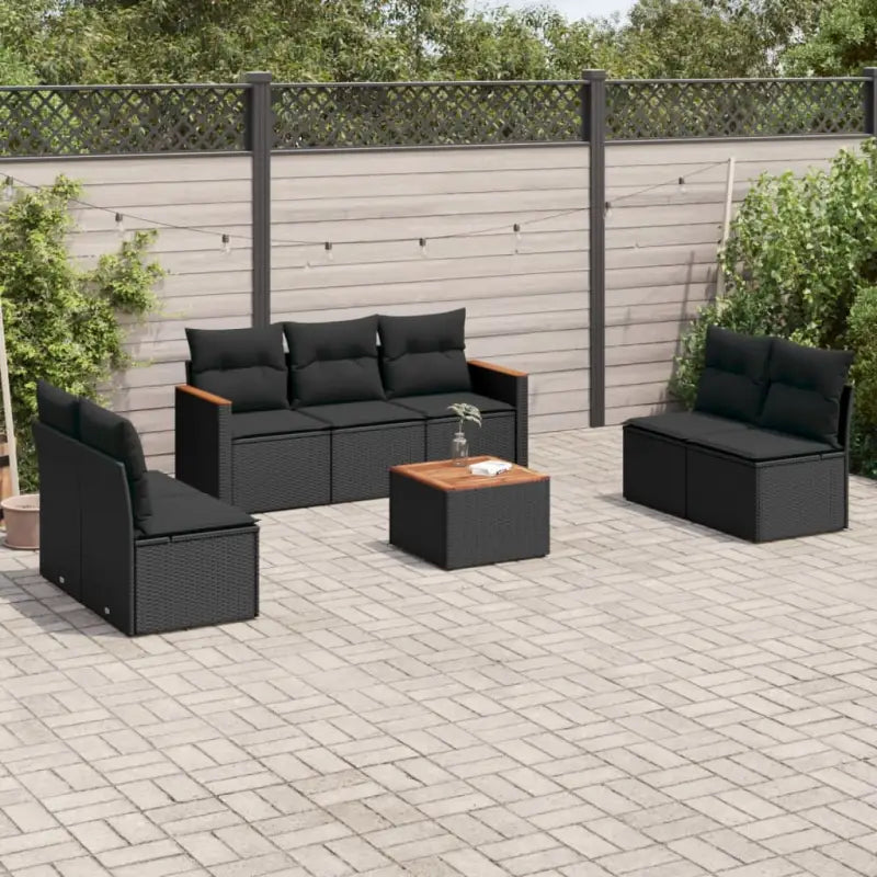 Loungebank van poly rattan met waterdichte tas voor tuinvermaak - Zwart / Met tafel - Tuinsets