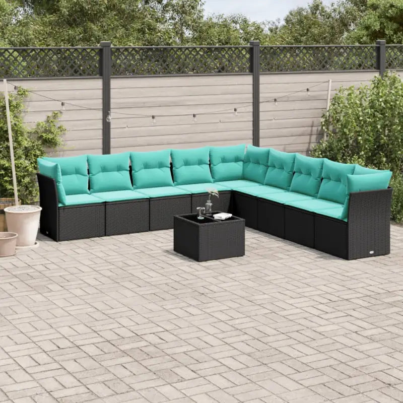 Loungebank van poly rattan met zwart materiaal en gepoedercoat staal - Tuinsets