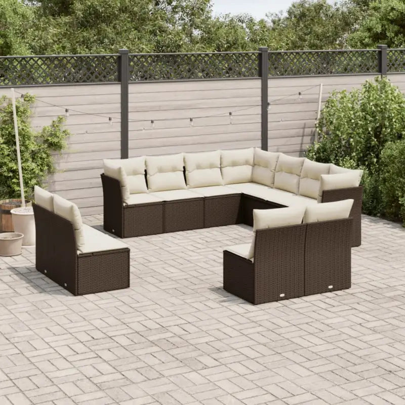 Loungebank van zwart gepoedercoat staal met waterdichte tas voor tuin - Bruin en crème / Zonder tafel - Tuinsets