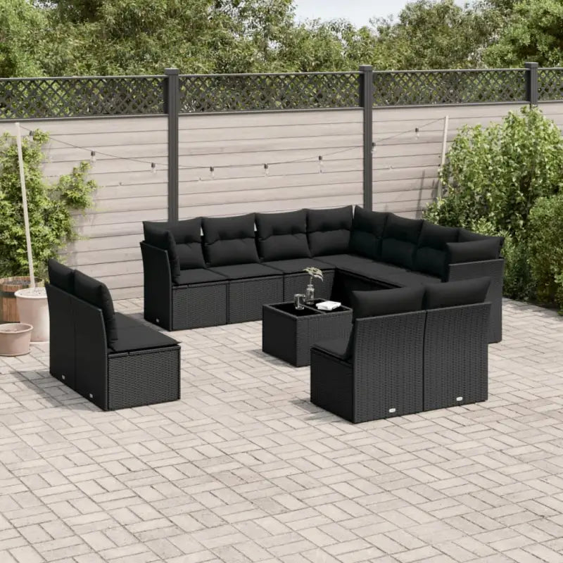 Loungebank van zwart gepoedercoat staal met waterdichte tas voor tuin - Zwart / Met tafel - Tuinsets