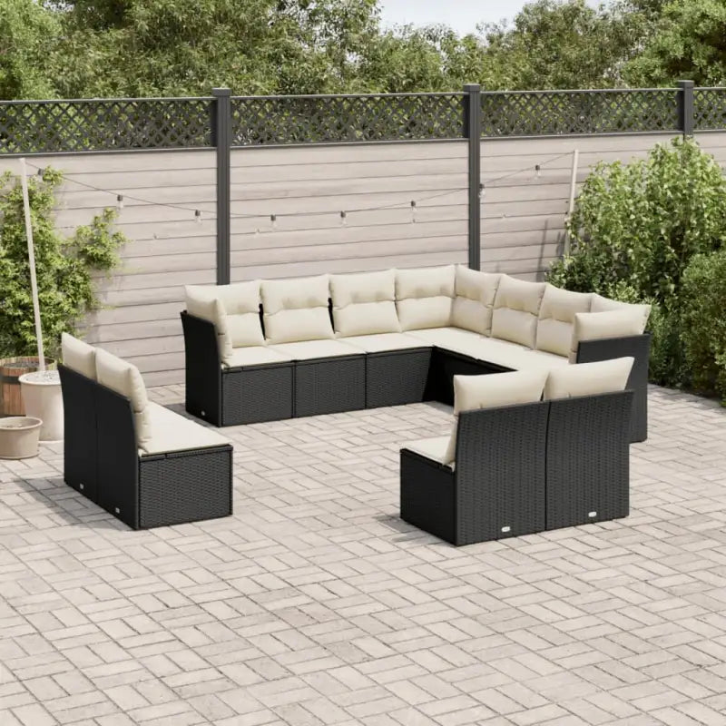 Loungebank van zwart gepoedercoat staal met waterdichte tas voor tuin - Zwart en crème / Zonder tafel - Tuinsets