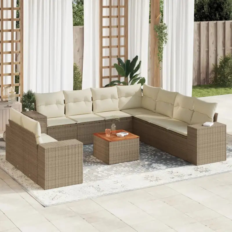 Loungebank voor tuin met beige materiaal en gepoedercoat staal - beige en crèmekleurig - Tuinsets