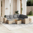 Loungebank voor tuin met beige materiaal en gepoedercoat staal - Beige en grijs / 3x midden + hoek + voetensteun