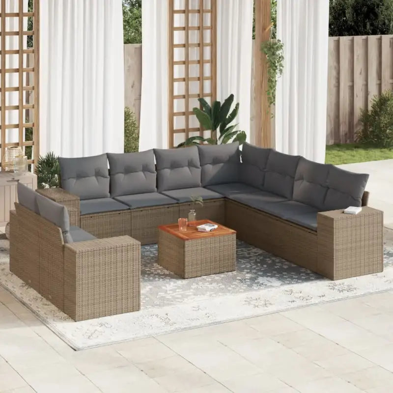 Loungebank voor tuin met beige materiaal en gepoedercoat staal - Beige en grijs - Tuinsets