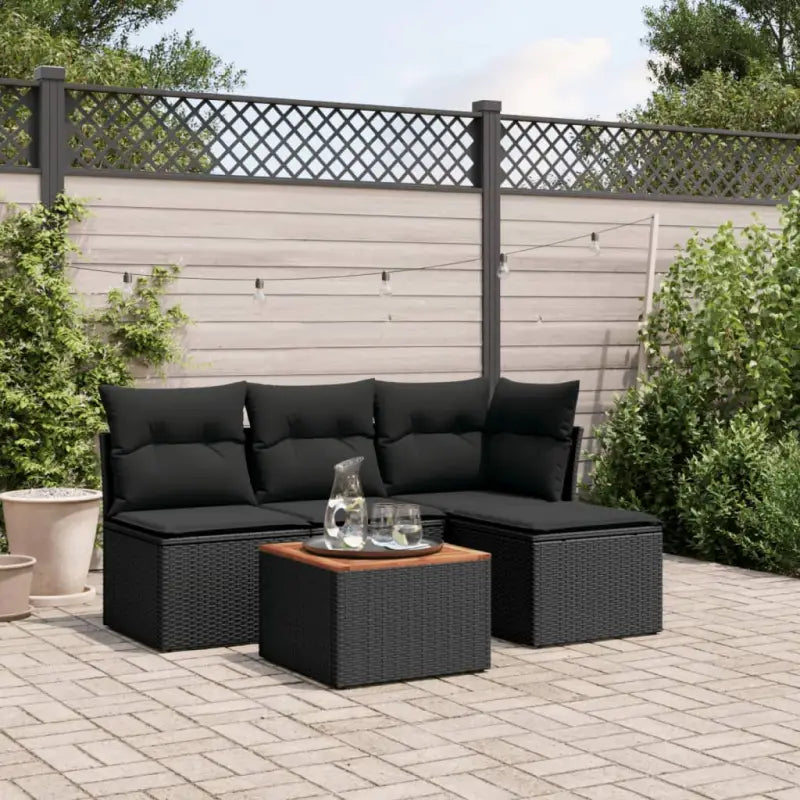Loungebank voor tuin met beige materiaal en gepoedercoat staal - Zwart - Tuinsets