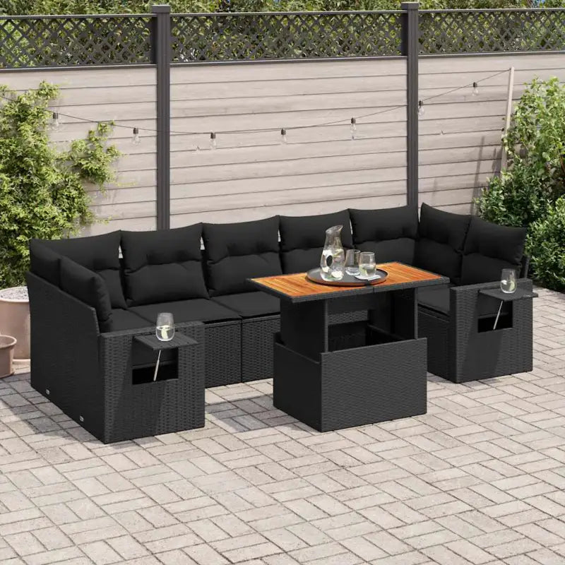 Loungebank voor tuin met beige materiaal en gepoedercoat staal - Zwart / met opbergruimte - Tuinsets