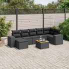 Loungebank voor tuin met beige materiaal en gepoedercoat staal - Zwart / hoek + 3x midden + voetensteun + Tafel