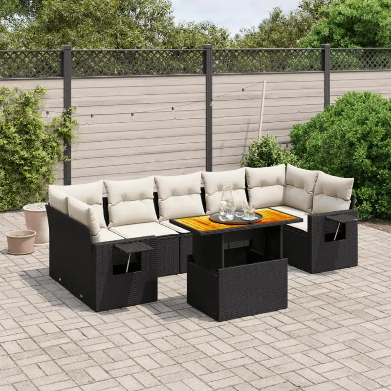 Loungebank voor tuin met beige materiaal en gepoedercoat staal - Zwart en crème / zonder opbergruimte - Tuinsets