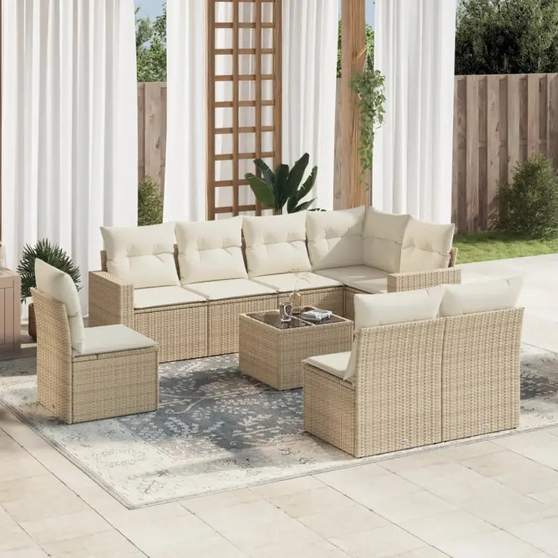 Loungebank voor tuin met gepoedercoat staal en beige materiaal - beige en crèmekleurig / Met tafel - Tuinsets