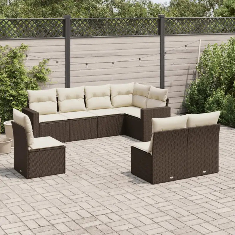 Loungebank voor tuin met gepoedercoat staal en beige materiaal - Bruin en crème / Zonder tafel - Tuinsets