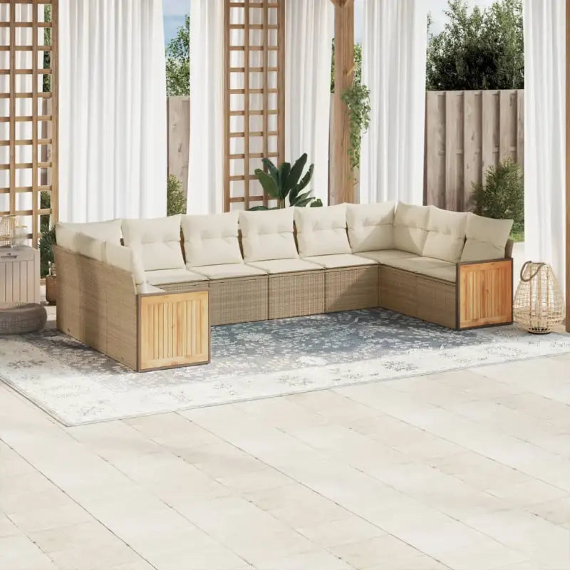 Loungebank voor tuin met gepoedercoat staal en zwart materiaal - beige en crèmekleurig / Zonder tafel - Tuinsets