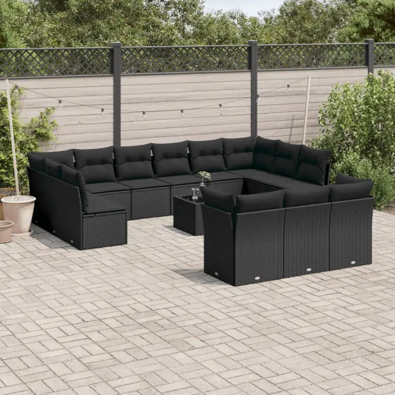 Loungebank voor tuin met waterdichte tas en zwart materiaal - Zwart / Met tafel - Tuinsets