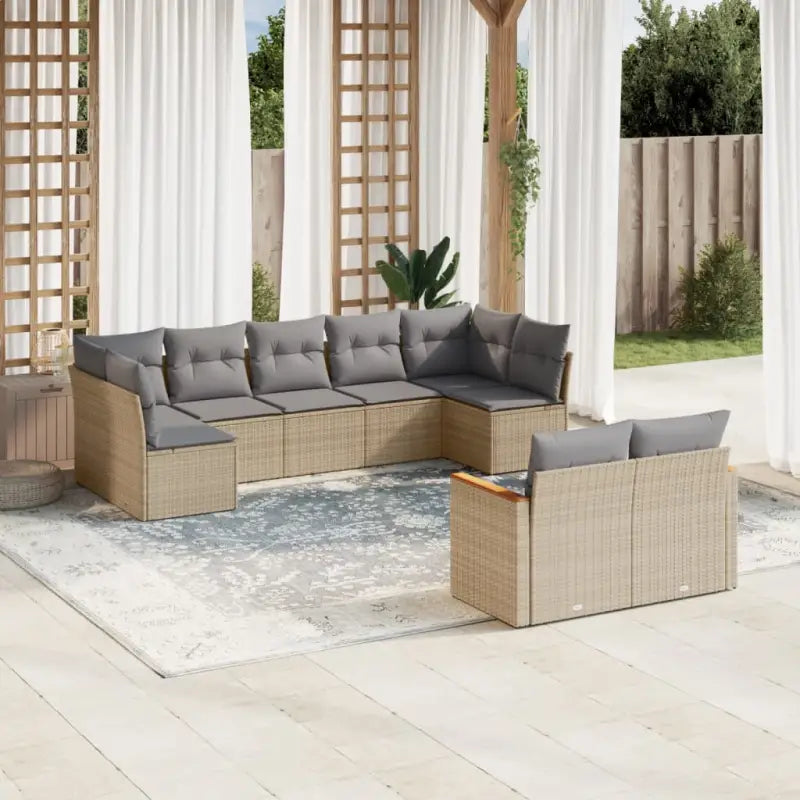 Loungebank voor tuin met zwart materiaal en gepoedercoat staal - Gemengd beige / Zonder tafel - Tuinsets