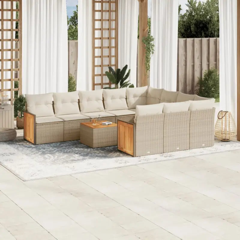 Loungebank voor tuin of terras met gepoedercoat staal en zwart materiaal - beige en crèmekleurig / Met tafel - Tuinsets
