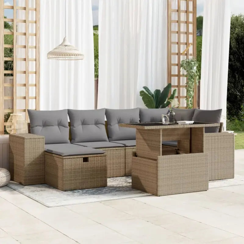 Loungebank voor tuin of terras met grijs materiaal en gepoedercoat staal - Beige en grijs / zonder opbergruimte
