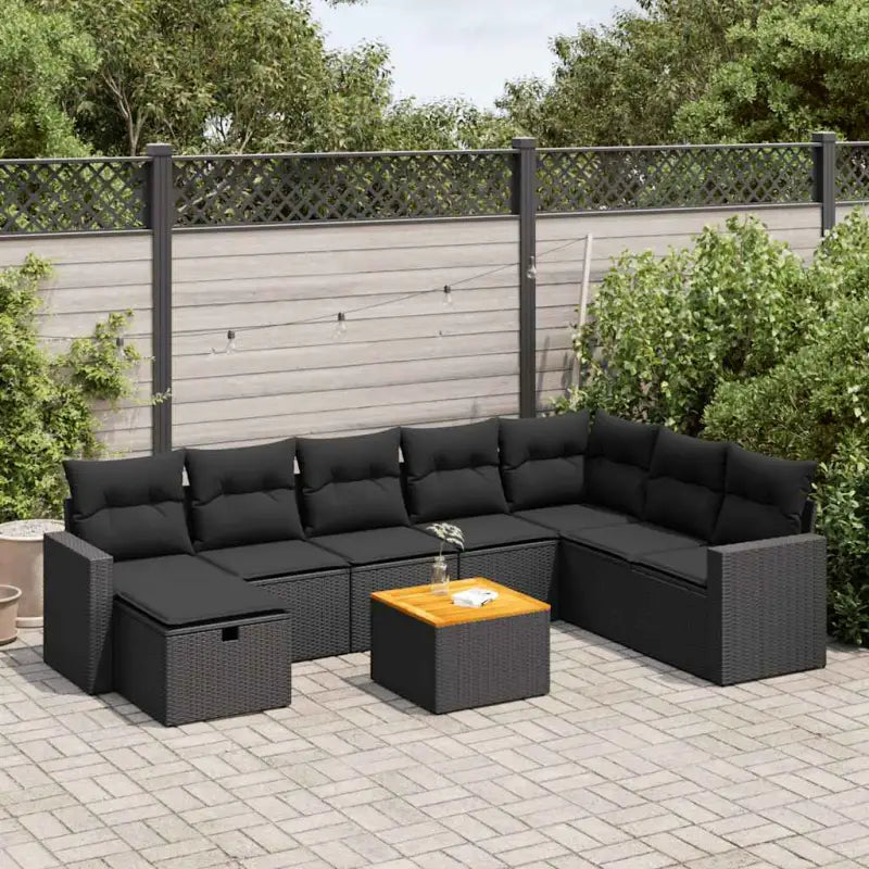 Loungebank voor tuin of terras met grijs materiaal en gepoedercoat staal - Zwart / met opbergruimte - Tuinsets