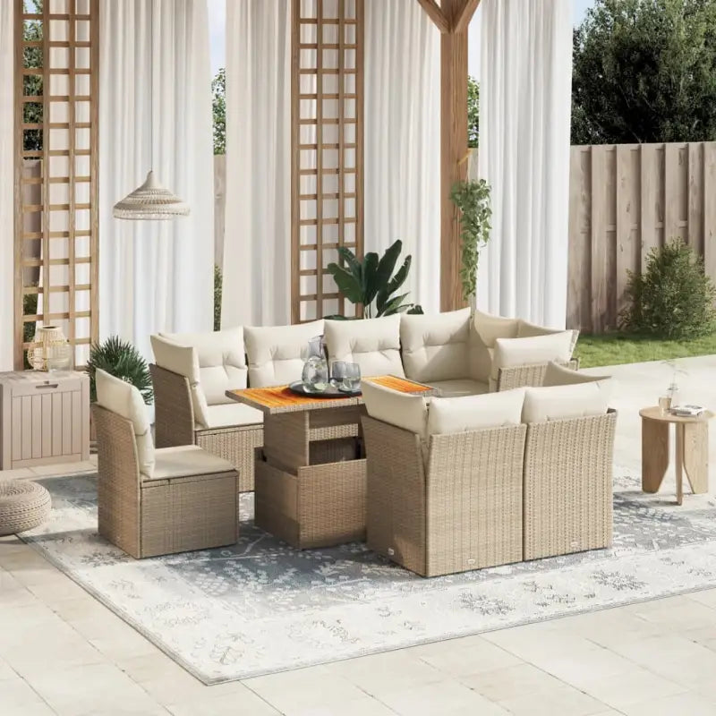 Loungebank voor tuin of terras met waterdichte tas en grijs materiaal - beige en lichtgrijs / 5x hoek + 3x midden