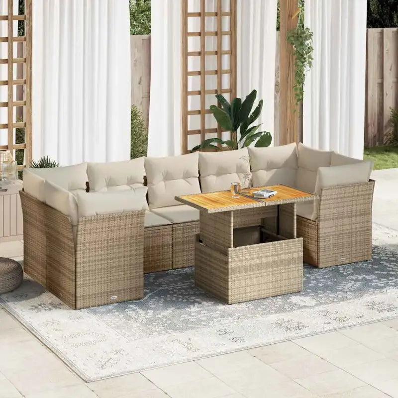 Loungebank voor tuin of terras met zwart materiaal en gepoedercoat staal - beige en crèmekleurig / 4x hoek + 3x midden