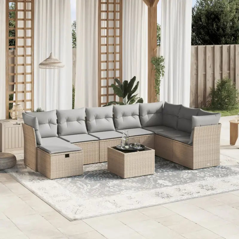 Loungebank voor tuin Terras met zwart gepoedercoat staal afmetingen - Beige en grijs / zonder opbergruimte - Tuinsets