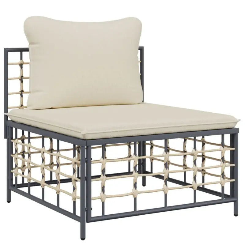 Loungebanken in antraciet poly rattan met gepoedercoat staal - Loungebanken