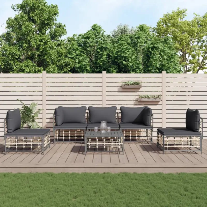 Loungebanken in poly rattan met antraciet materiaal en ruime afmetingen - Loungebanken