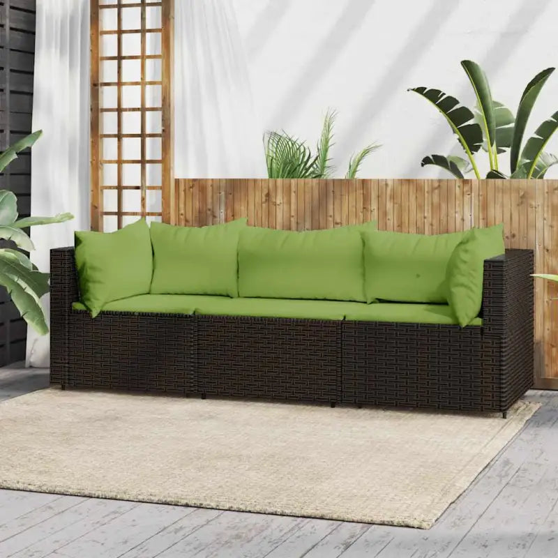 Loungebanken met poly rattan en eenvoudig schoon design - Bruin en groen / 1 / 2x hoek + midden - Loungebanken