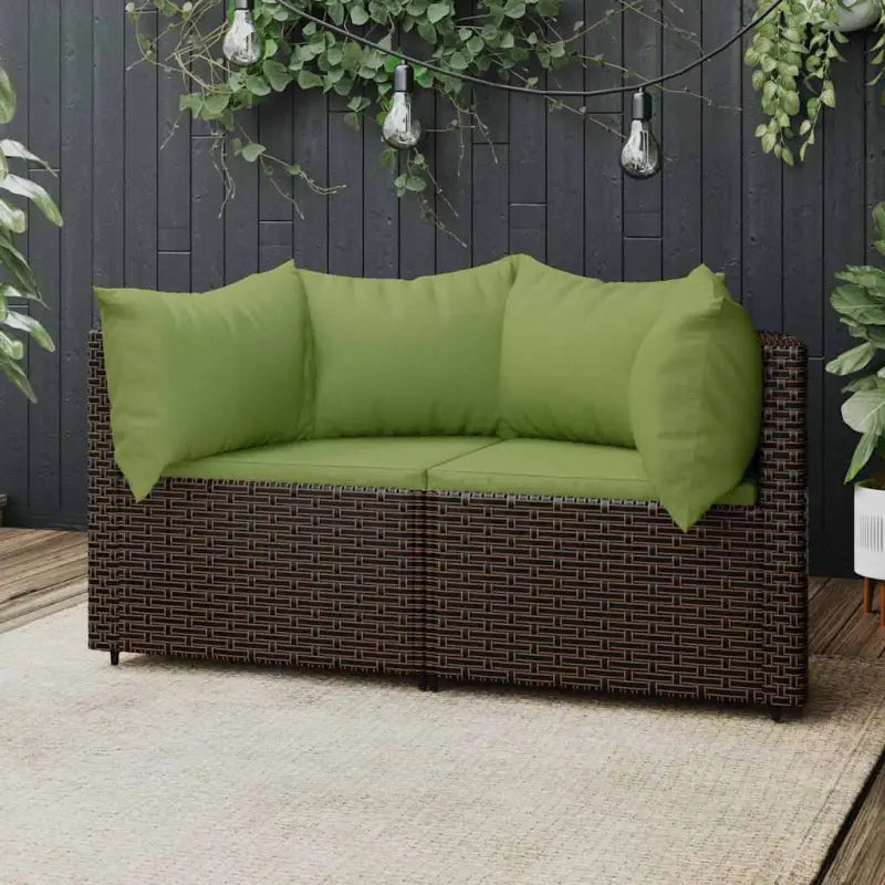 Loungebanken met poly rattan en eenvoudig schoon design - Bruin en groen / 1 / 2x hoek - Loungebanken