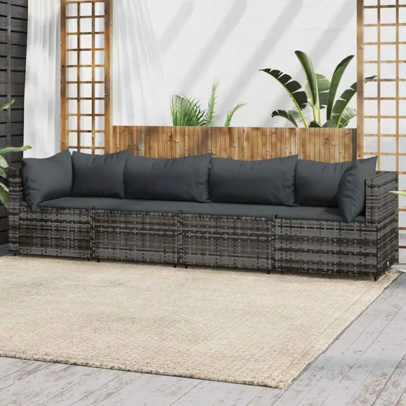 Loungebanken met poly rattan en eenvoudig schoon design - Grijs / 1 / 2x hoek + 2x midden - Loungebanken