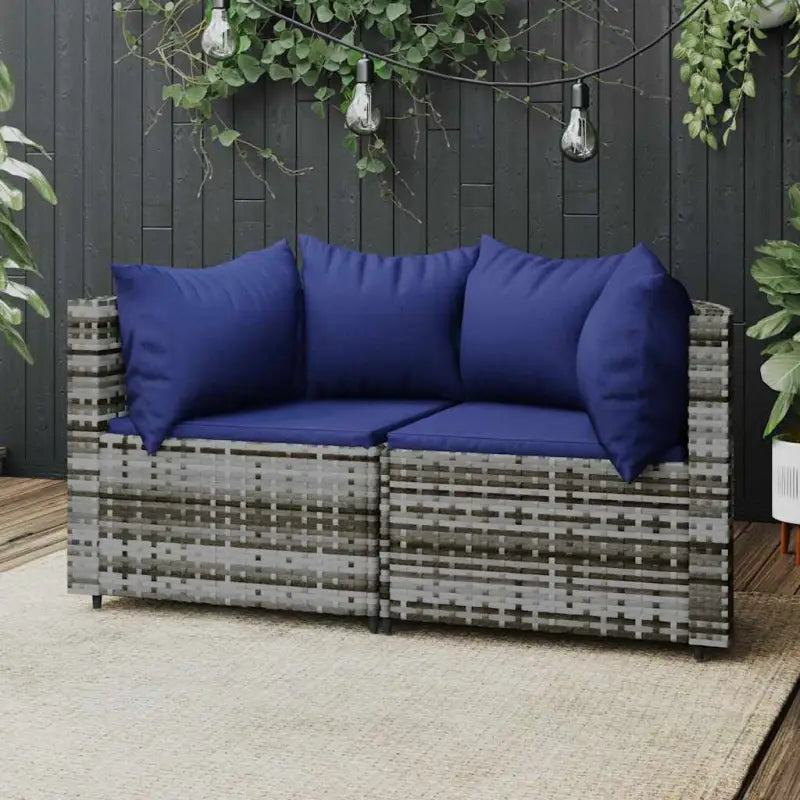 Loungebanken met poly rattan en eenvoudig schoon design - Grijs en blauw / 1 / 2x hoek - Loungebanken