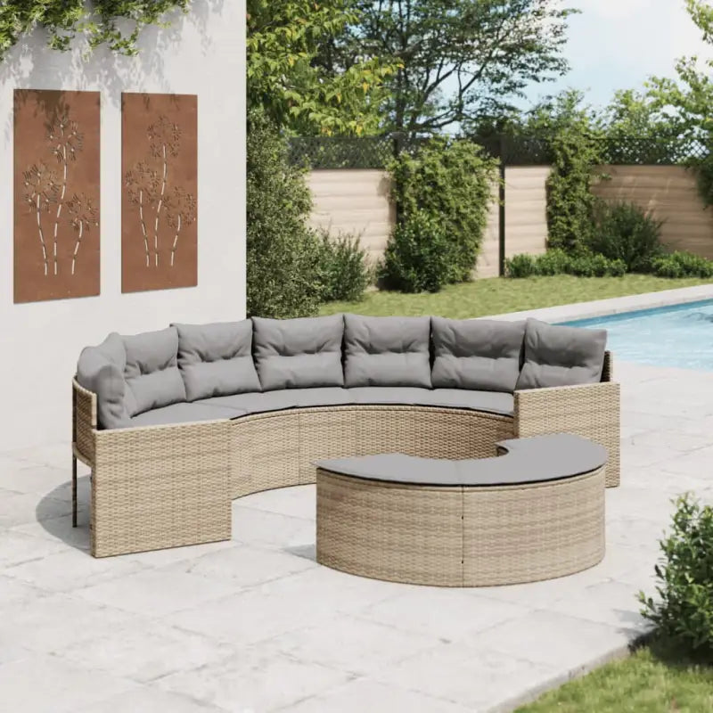 Loungebanken met poly rattan en gepoedercoat staal totale afmetingen - Beige / 1 / Zonder tafel - Loungebanken