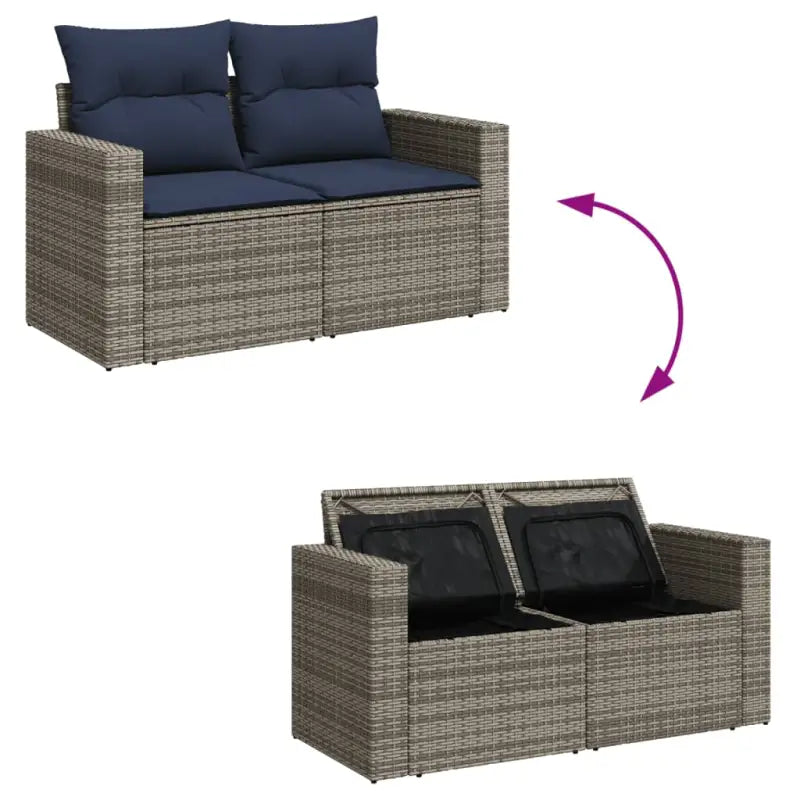 Loungebouwset voor tuin of terras met waterdichte tas en grijs materiaal - Grijs - Tuinsets