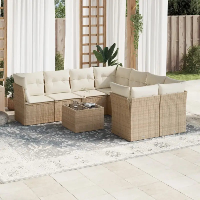 Loungeset in beige materiaal en gepoedercoat staal met perfecte afmetingen - Tuinsets
