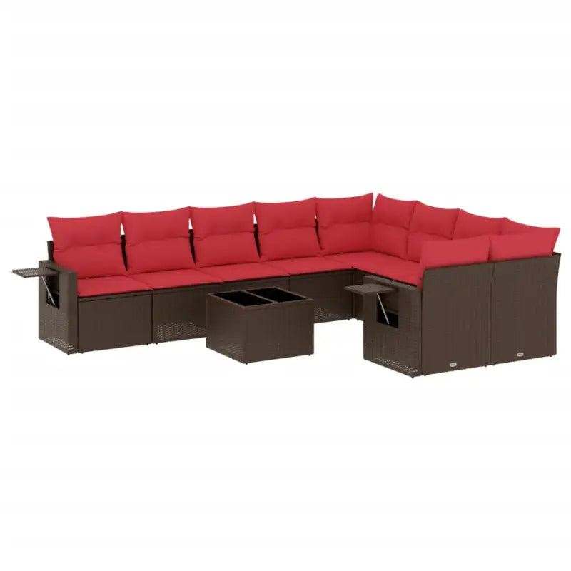 Loungeset in bruin materiaal met gepoedercoat staal en afmetingen - Tuinsets