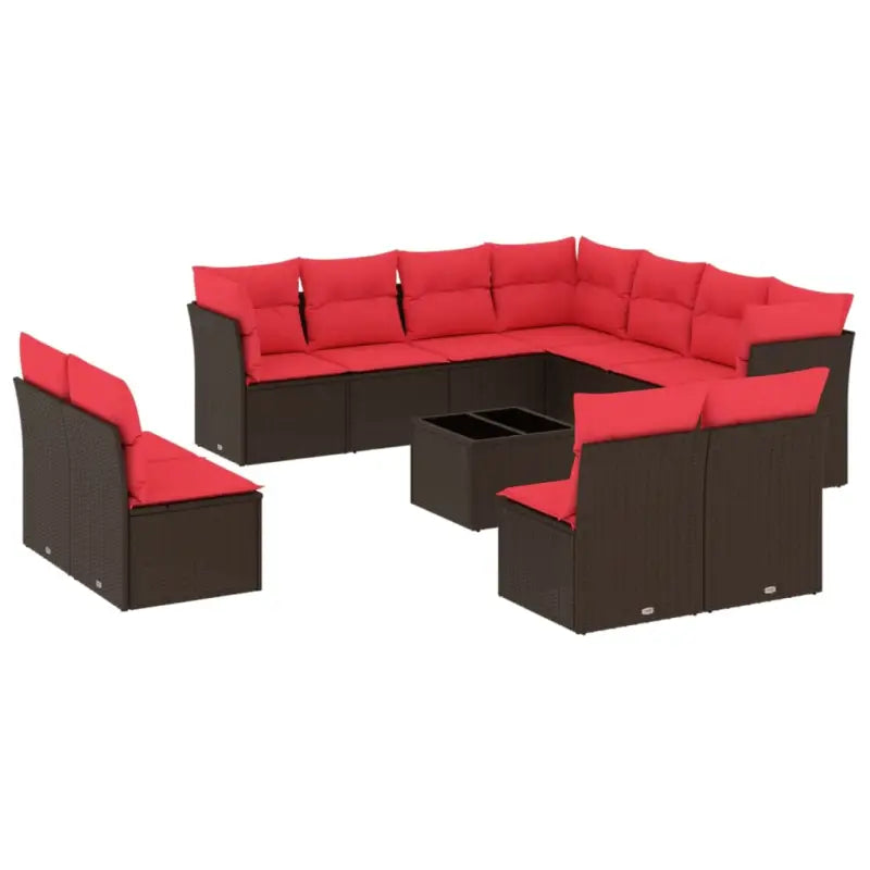 Loungeset in bruin materiaal met gepoedercoat staal en poly rattan - Tuinsets
