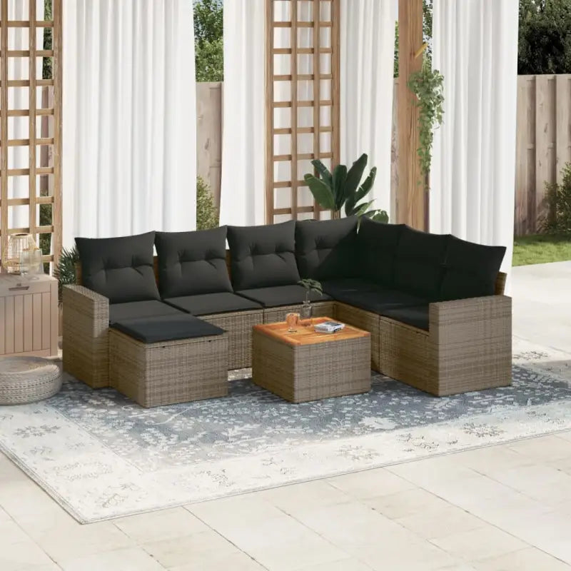 Loungeset in gemengd beige materiaal met waterdichte tas - grijs en donkergrijs / 3x midden + hoek + voetensteun