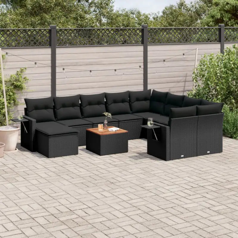 Loungeset in gemengd beige materiaal voor buitenplezier - Zwart - Tuinsets