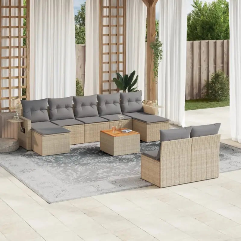 Loungeset in gemengd beige materiaal voor een gezellige tuinruimte - Tuinsets