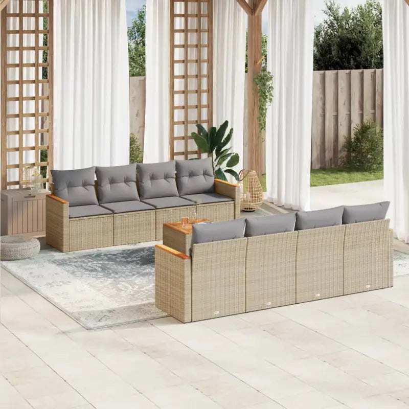 Loungeset in gemengd beige materiaal voor ontspannen buitentijd - Gemengd beige - Tuinsets