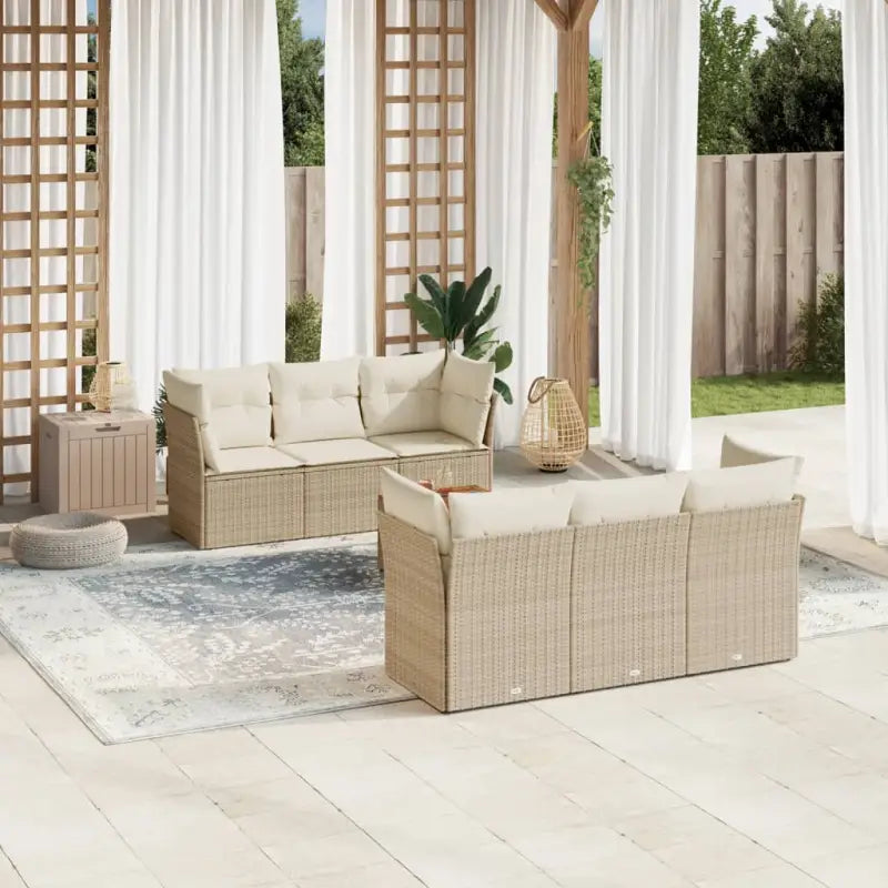 Loungeset in gemengd beige met waterdichte tas voor buitenplezier - beige en crèmekleurig - Tuinsets