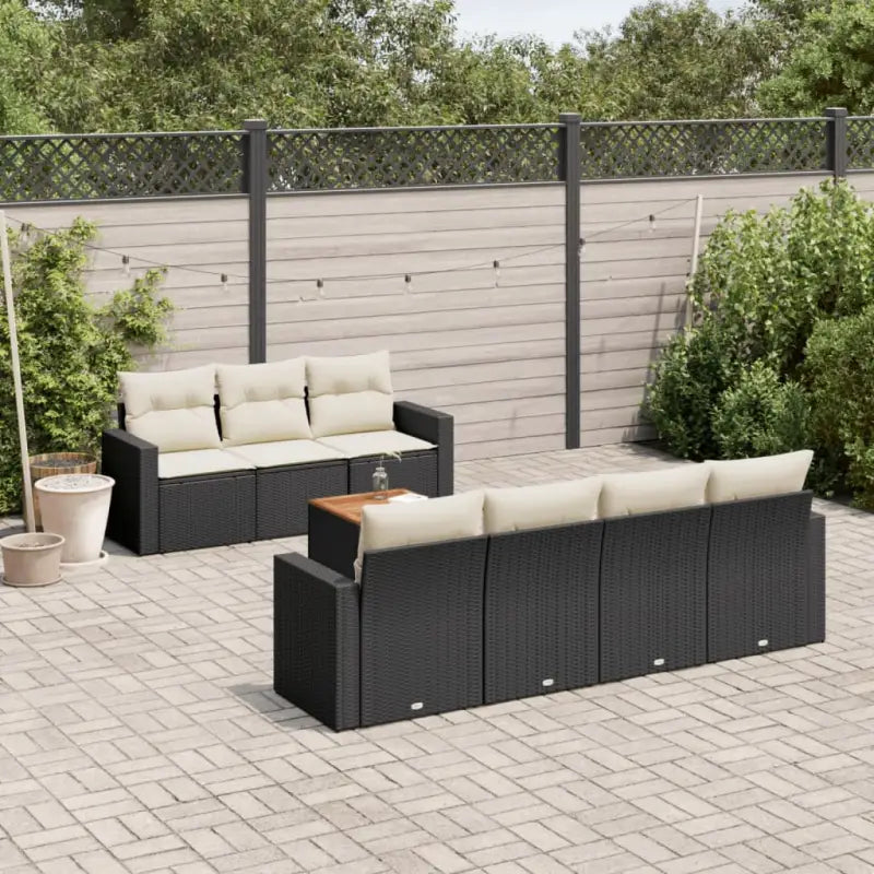 Loungeset in gemengd beige met waterdichte tas voor buitenplezier - Zwart en crème - Tuinsets