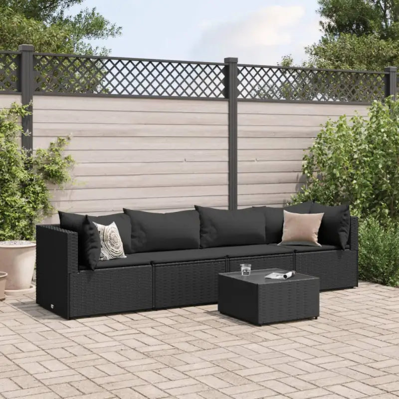 Loungeset in grijs materiaal met gepoedercoat staal en comfortabele rugkussens - Zwart - Tuinsets